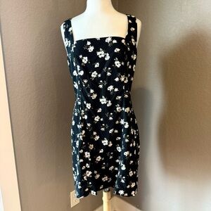 Old Navy Black Mini Dress with White Floral Print Large